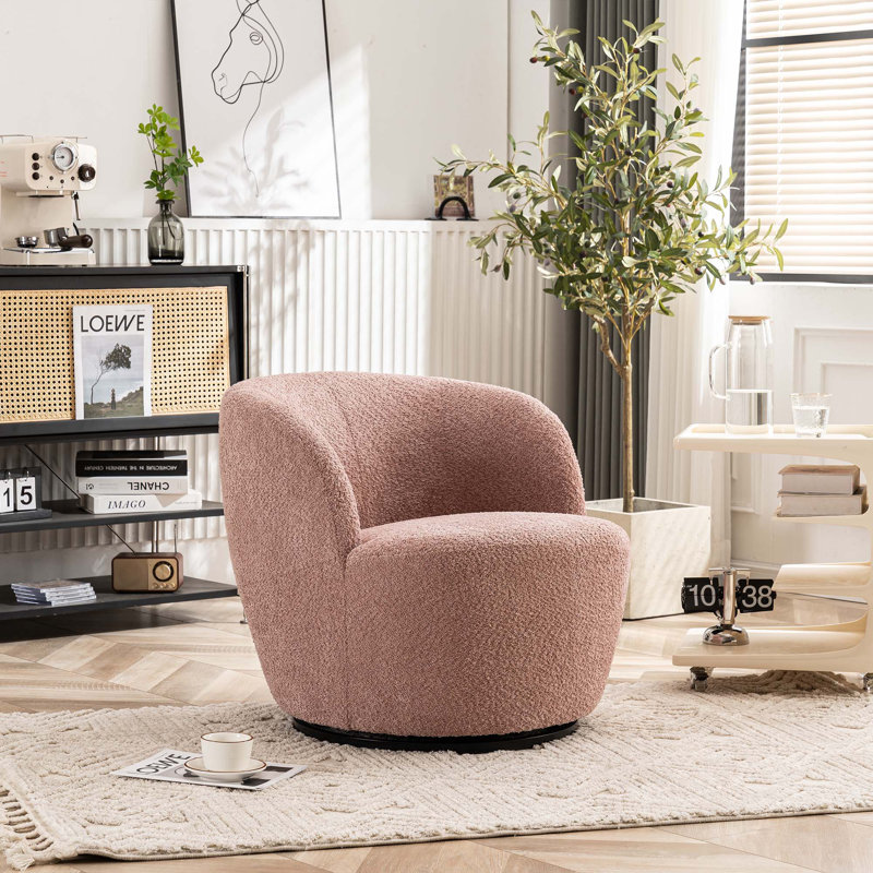 Fauteuil demi-tonneau Hadriel, Rose rosé Boucle