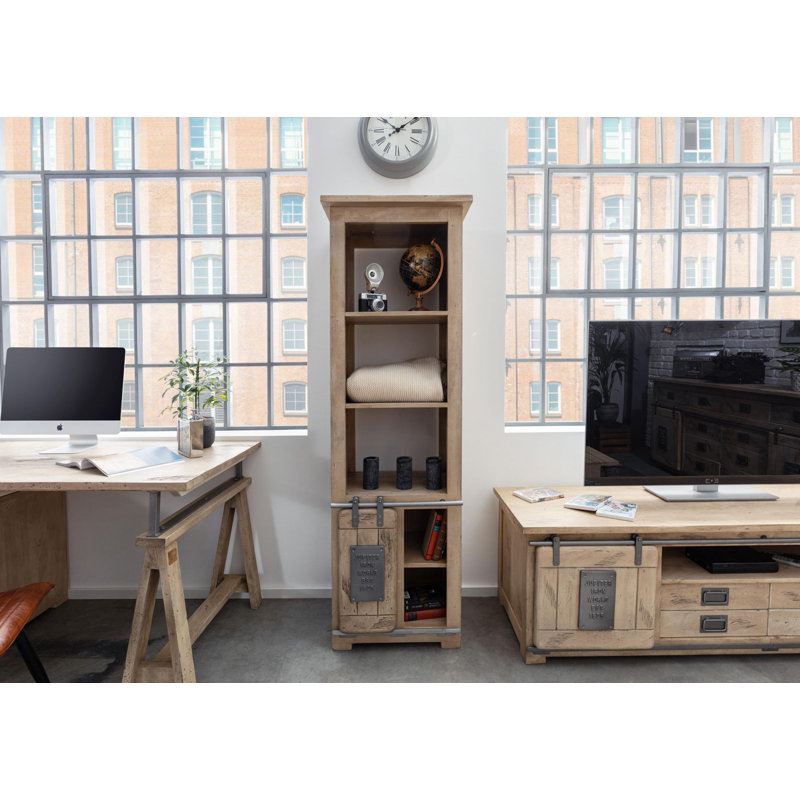 Railway 180 H x 60 W Bookcase, Whitewash Lacquered