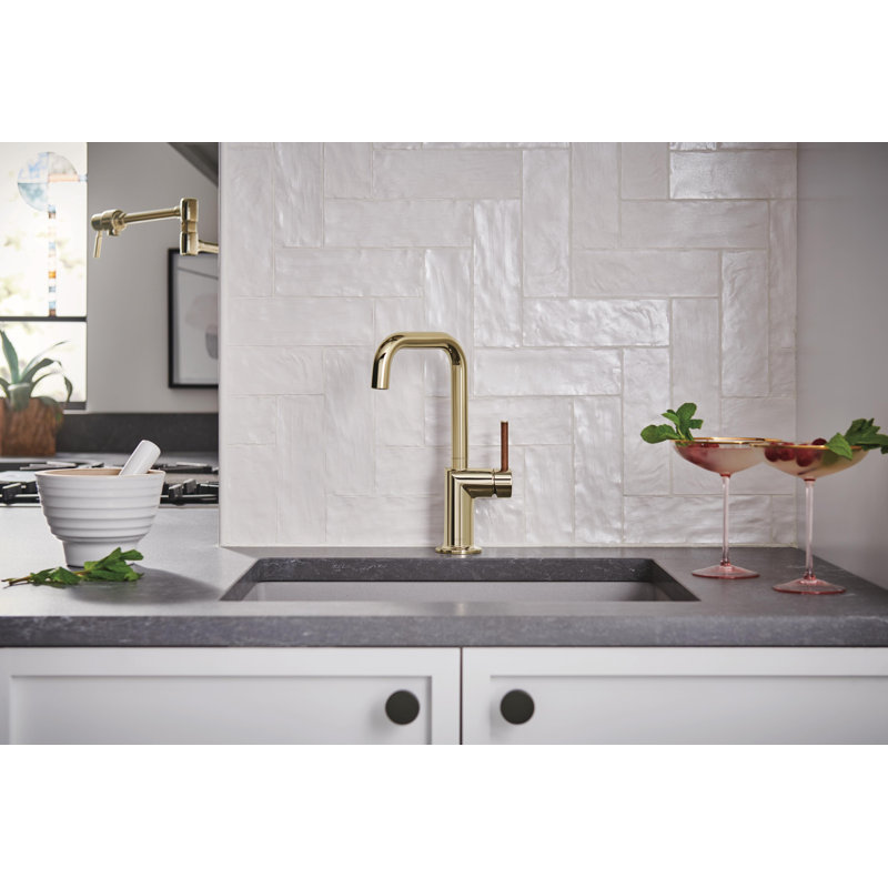 Odin® Bar Faucet with Square Spout, Wood Lever, Polished Nickel