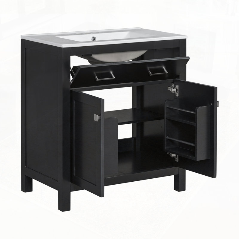 Ensemble de meuble-lavabo double avec salle de bain (séparé), Noir, noir, noir, noir