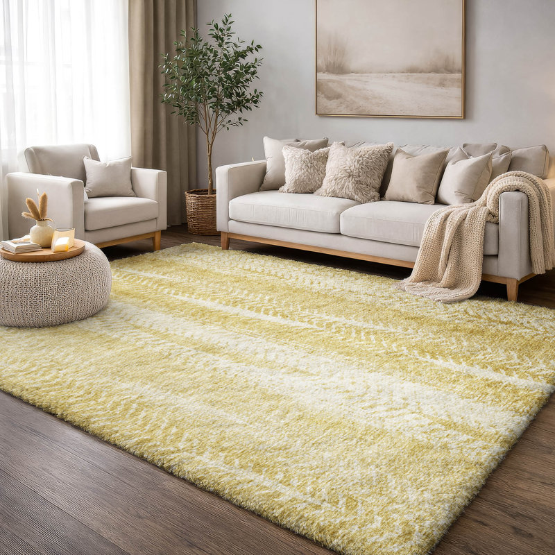 Tapis à poils longs de qualité supérieure lavable à la machine Dream ADS694, Doré, 8 pi x 10 pi