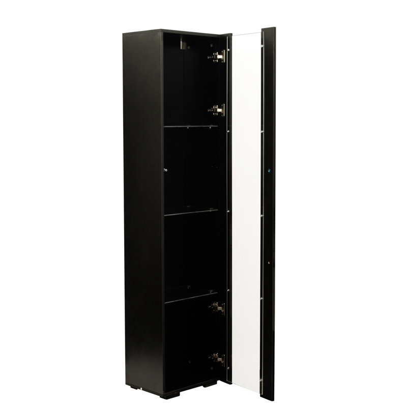 Black Side Cabinet Featuring Aluminum Strip Lamp - Generous Storage Space With Ample Storage, Easy Maintenance 15mm Particleboard W40xd29xh170cm