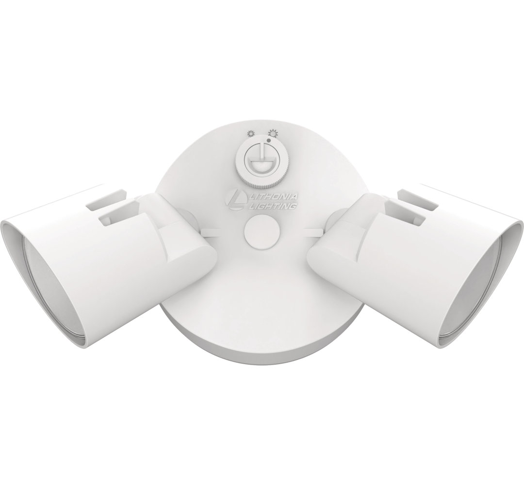 2 - Head Hardwired Dusk to Dawn Outdoor Security Flood Light Lithonia Lighting Fixture 