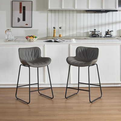 Upholstered Counter Stool with Metal Frame