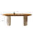 71" Mid-Century Oval Dining Table for 6, Modern Brown Wood Ktichen Table with Roman Column Legs