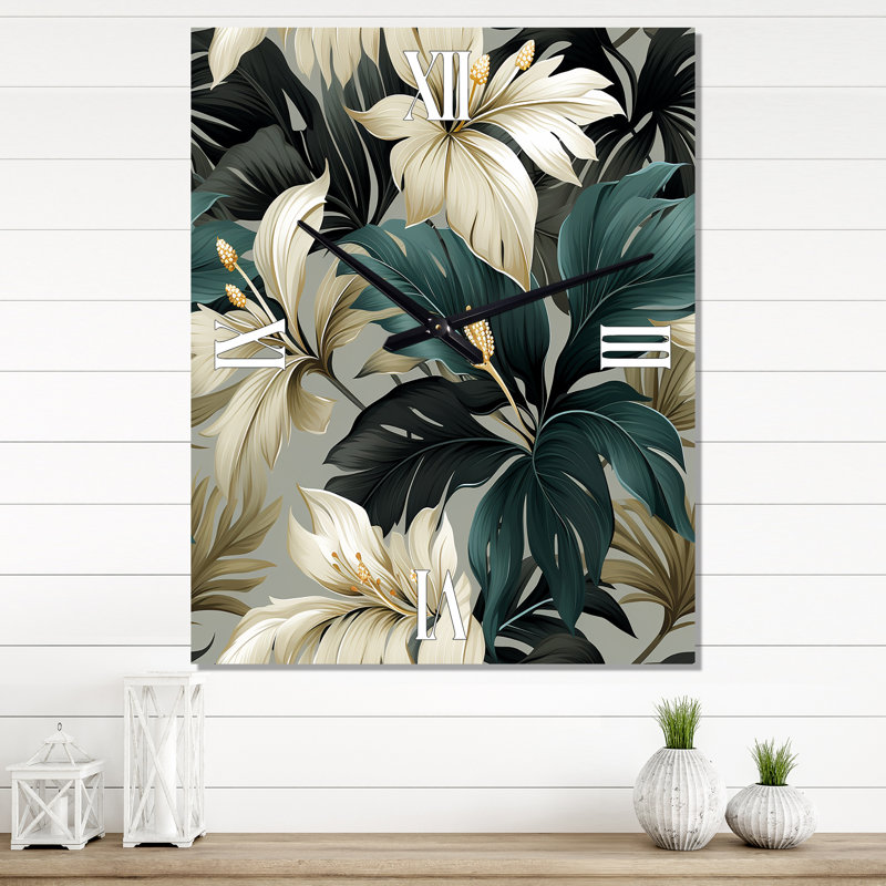 Janille - Horloge murale tropicale, H 32 po x l 14 po x P 1 po