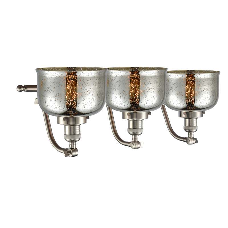 Éclairage pour salle de bain 3 lumières Plumlee, Nickel satiné brossé, Argent mercuré plaqué, Ampoule DEL 6 watts Vinage