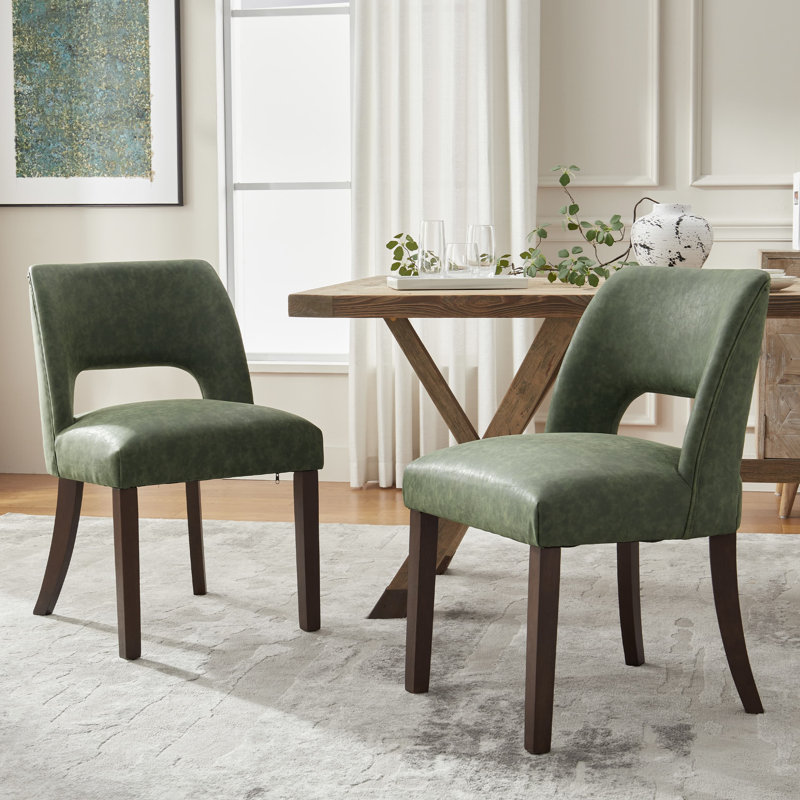 Chaise de salle à manger rembourrée en similicuir (ensemble de 2), Vert