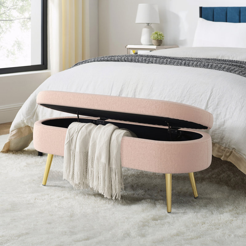 Banc de rangement repose-pieds ovale, Rose, Rose