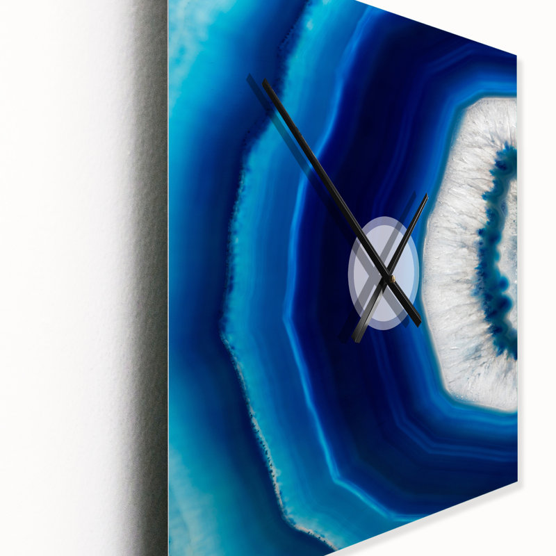 Horloge murale moderne en cristal bleu Agate, Petit