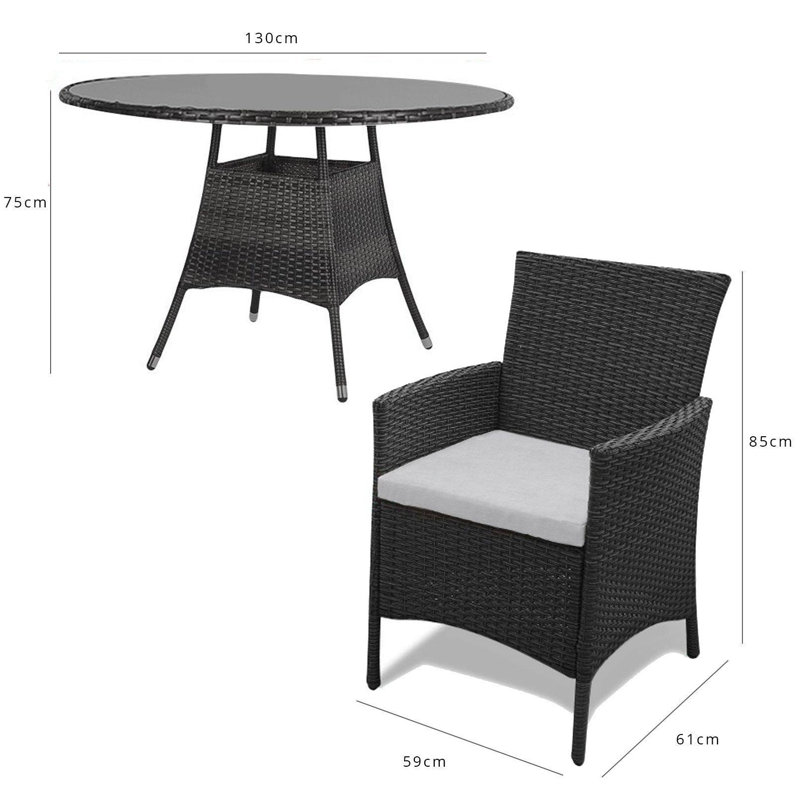 Dubose Round 10 - Piece 8 - Person 165Cm L Outdoor Table Set & Parasol, Black