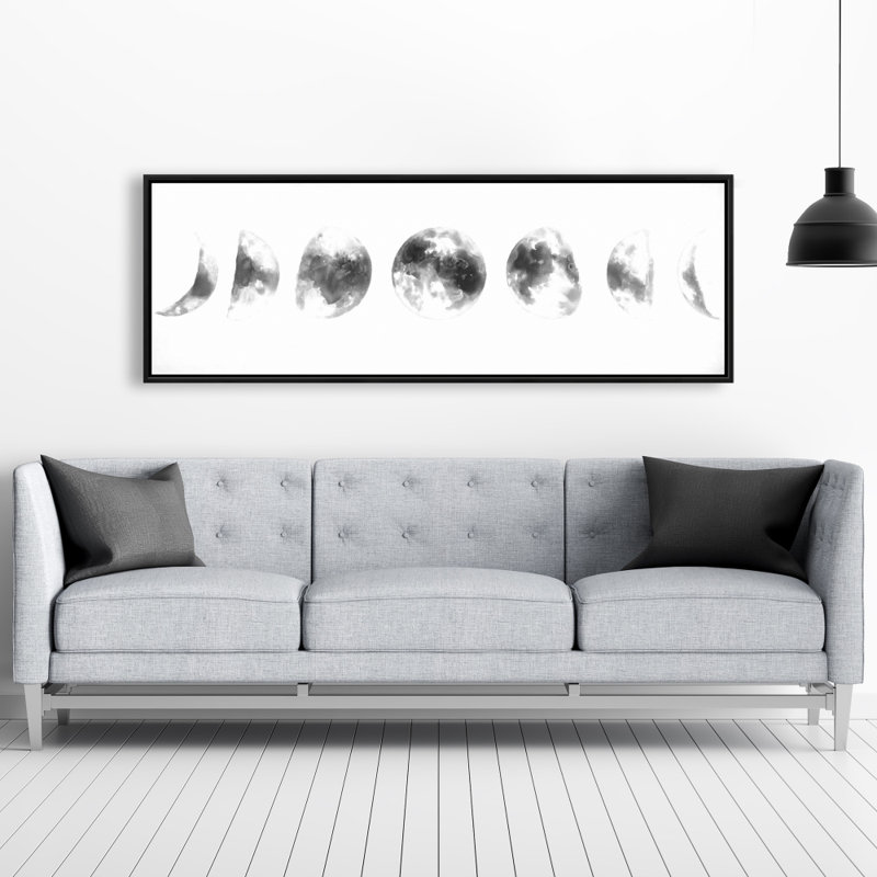 Eclipse in Several Phases - White Framed Canvas for Bedroom Decor