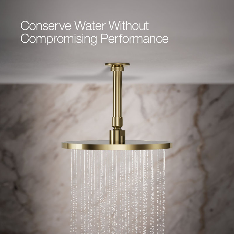 Contemporary Multi Function Rain Shower Head, Vibrant French Gold, 1.75 GPM, Square