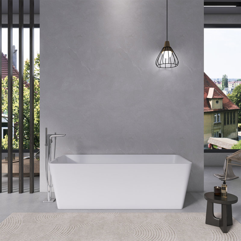 Baignoire de trempage autoportante à surface solide de 67 pouces