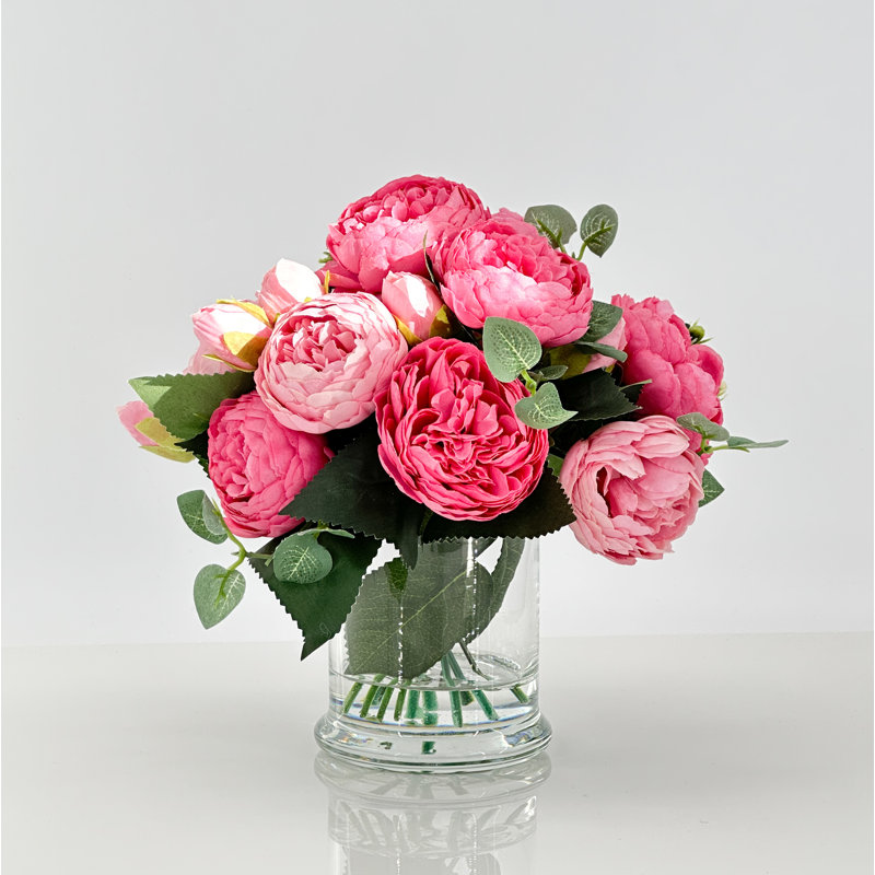 Primrue Pink Peony Floral Arrangement in Vase & Reviews - Wayfair Canada