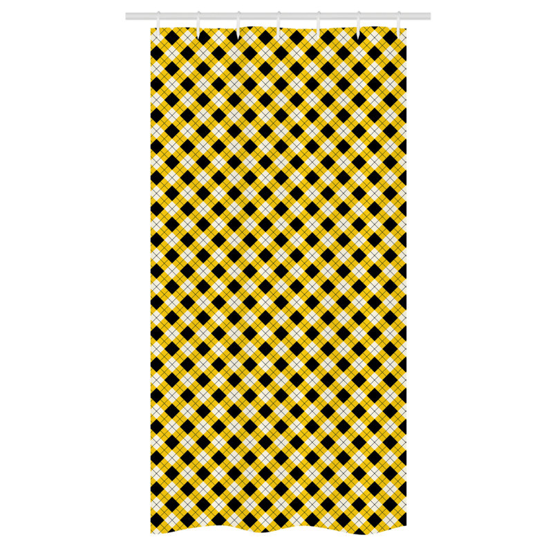 Geometric Shower Curtain with Hooks Included, 72" H x 36" W