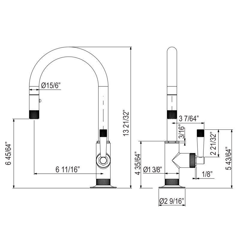 Graceline Pull-Down Bar/Food Prep Kitchen Faucet With C-Spout, Satin Nickel