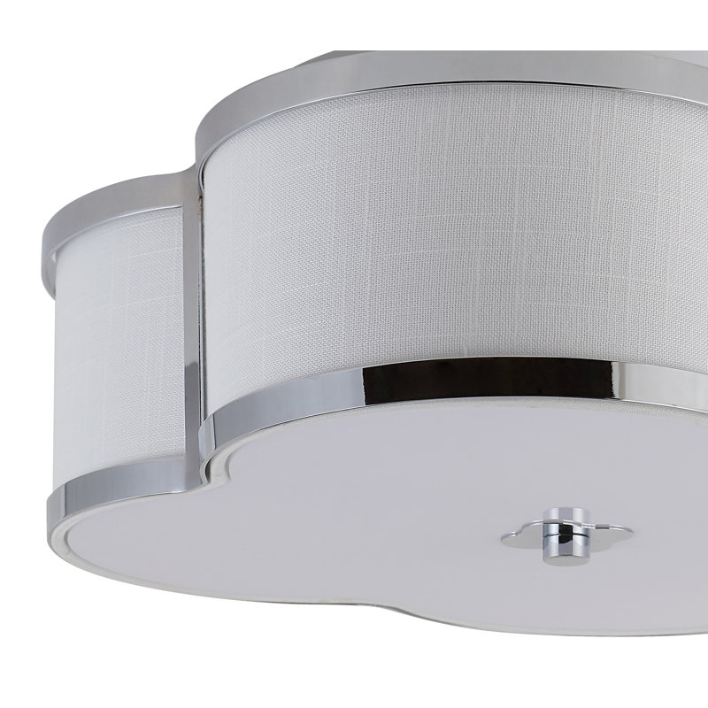 Serin Quatrefoil Scalloped Shade Metal Classic Glam LED Flush Mount, 7.5" H x 18" W x 18" D, Chrome