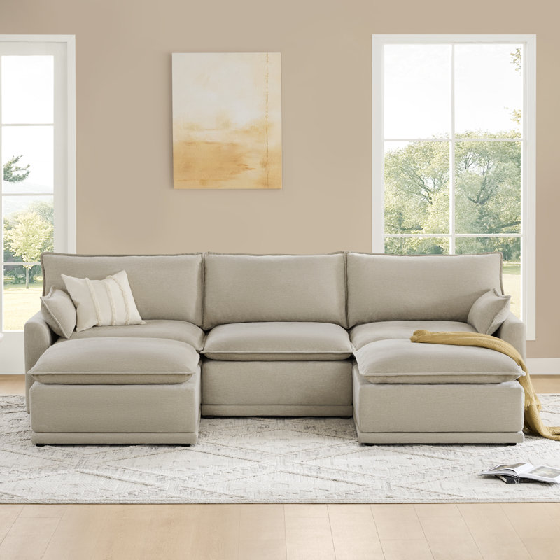 Elysian Cloud 112.6''W 5-PC U-Shaped Oversized Modular Sectional, Taupe Polyester