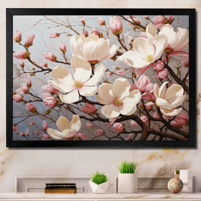 Blanc, rose, magnolia Magnolia Symphony I - art sur toile Magnolias