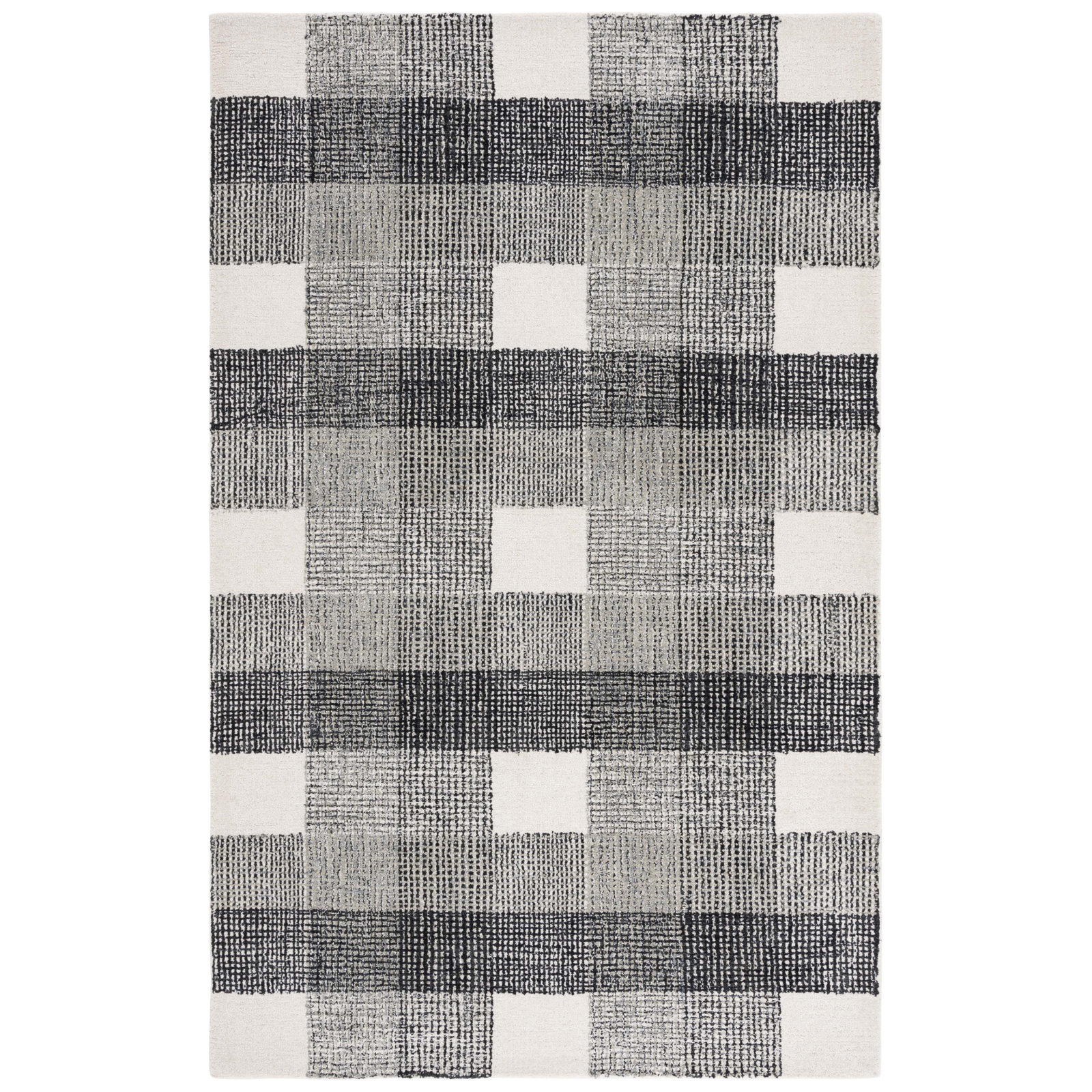 Hand-Tufted Wool Plaid Rug, Runner 2'3" x 8'