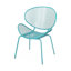 Chaise élégante en fer bleu sarcelle - Assise en maille, 65,5 cm de profondeur x 86,7 cm de hauteur, pour l'extérieur, style rétro ludique, structure, H Room