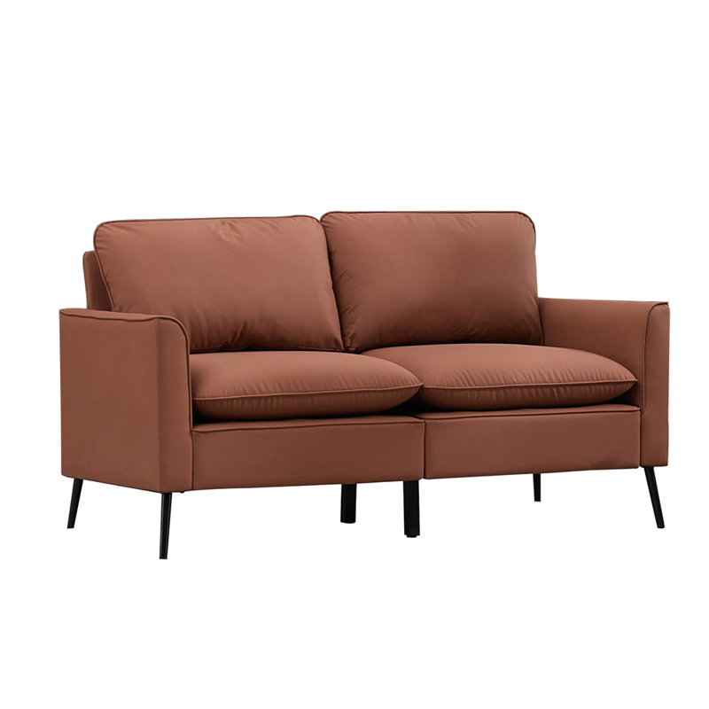 Causeuse en cuir rembourré TS Cat, Similicuir brun