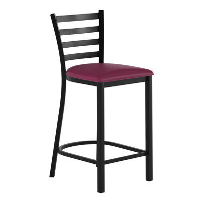 Tabouret de comptoir commercial en métal à dossier échelle - Siège rembourré