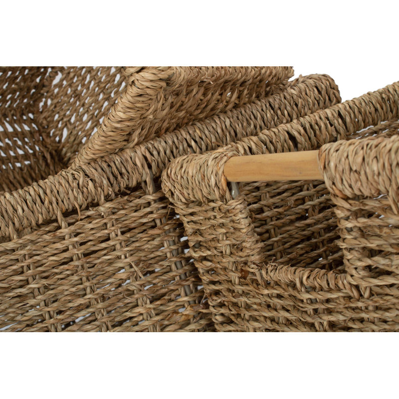 World Menagerie Wicker 3 Piece Nordic Seagrass Storage Basket Set