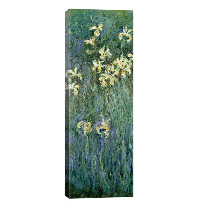 The Yellow Irises by Claude Monet - Panoramic Painting on Canvas, 30.48 cm H x 91.44 cm W x 1.91 cm D, No Frame