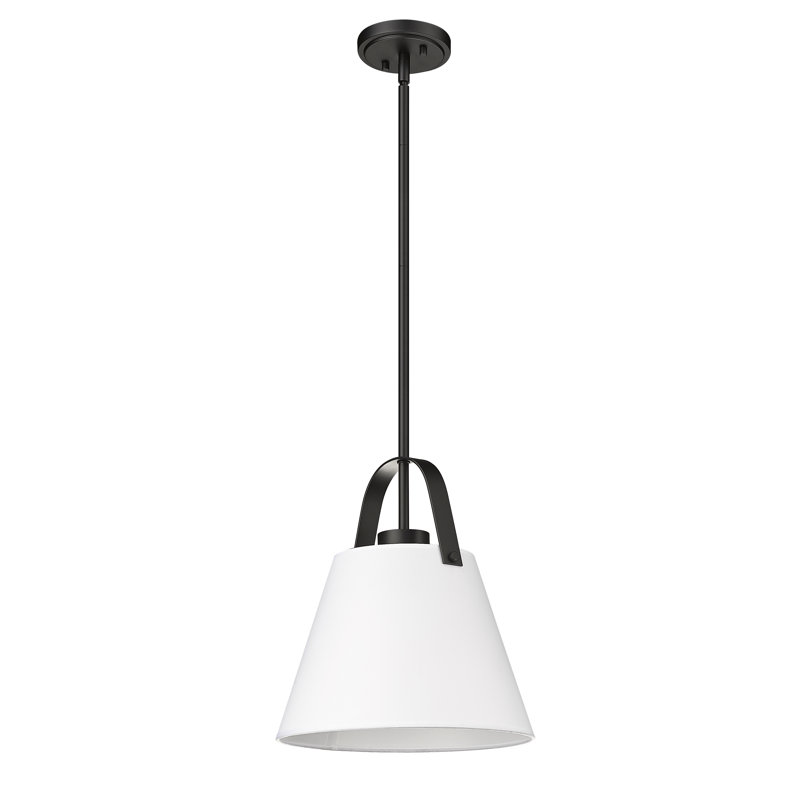 1 - Light Shaded Pendant, 83" H x 12.5" W x 12.5" D, Matte Black