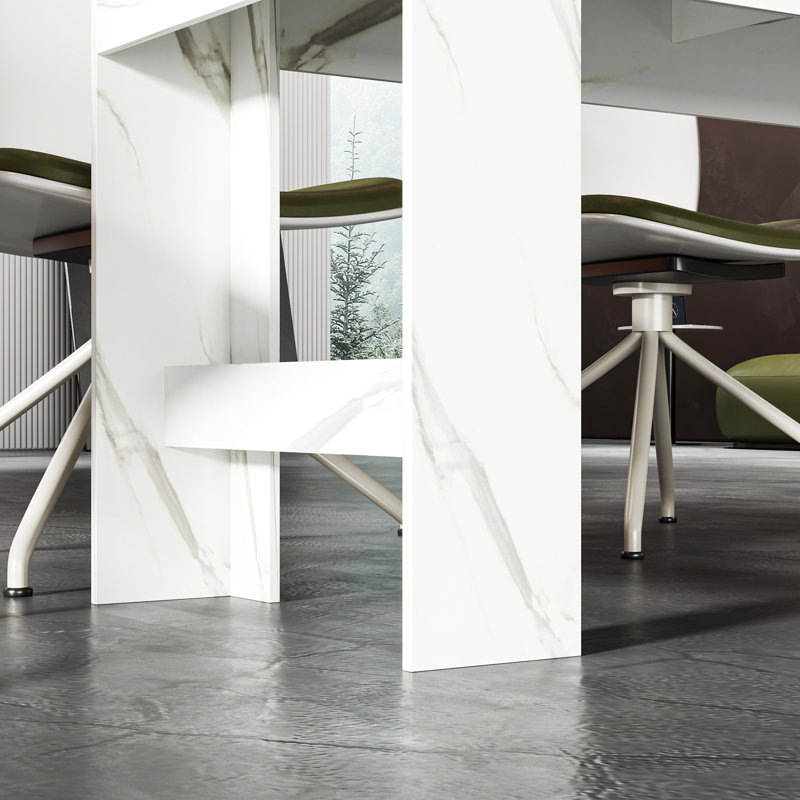 Table de salle à manger extensible moderne à l'apparence de marbre, rallonge à pression, longueur maximale de 94,5 po