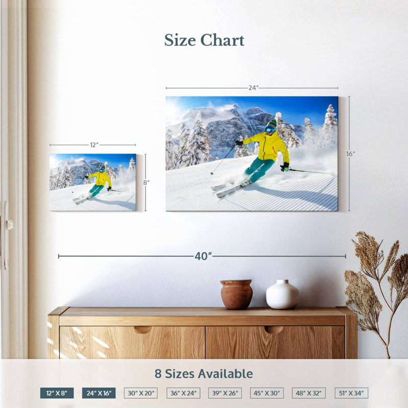 Descente de ski alpin, H 16 po x l 24 po