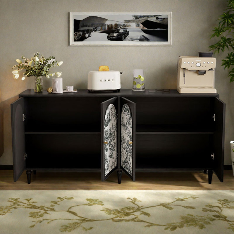 Buffet multifonctionnel de style français, Noir