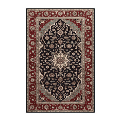 Machine Washable Persian Black Area Rug