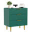 Commode 3 tiroirs cannelée, commode en bois 27,9 po avec poignées dorées, armoire de rangement pour le couloir et le vestibule-1178986070