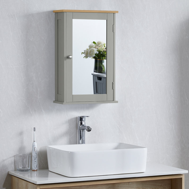 Milano 340mm x 530mm Mount Mirror Cabinet, Grey