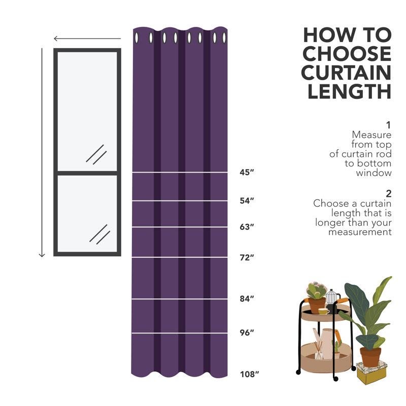 Borunda Room Darkening Curtain Single Panel, 51" W x 83" L, Purple Grape