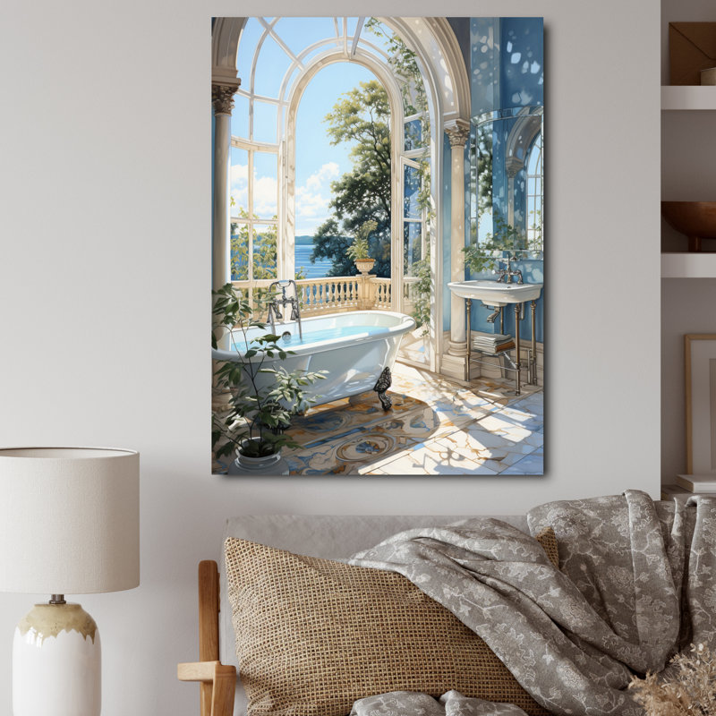 Dashira Bathroom Tranquil Reflections IV - Impressions encadrées pour la salle de bain, H 32 po x l 24 po, Toile tendue