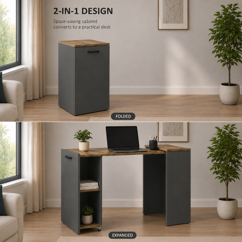 Computer Desk, Graphite & Wotan Oak