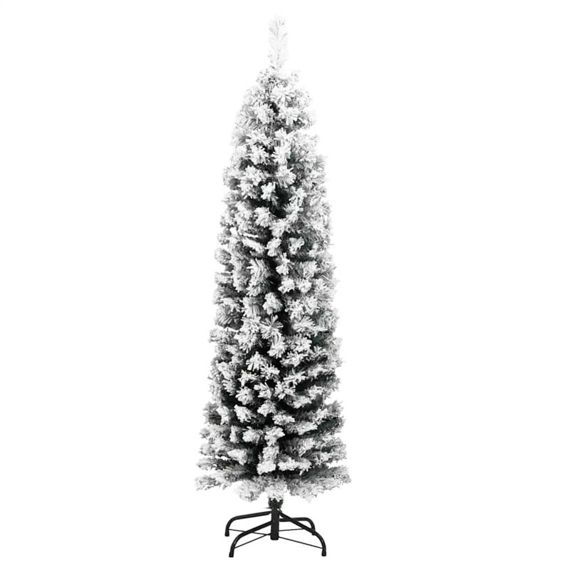 Mince arbre de Noël artificiel, H 59,1 po x l 16,9 po, Vert / neige floquée