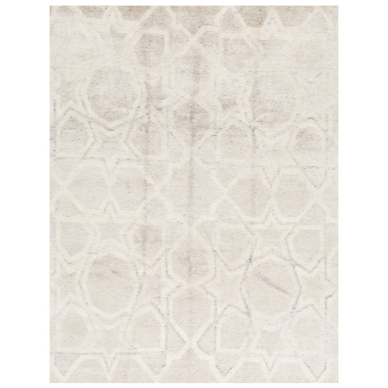 Tapis argent et bleu noué à la main de haute qualité, Rectangle 8 pi 2 po x 9 pi 9 po