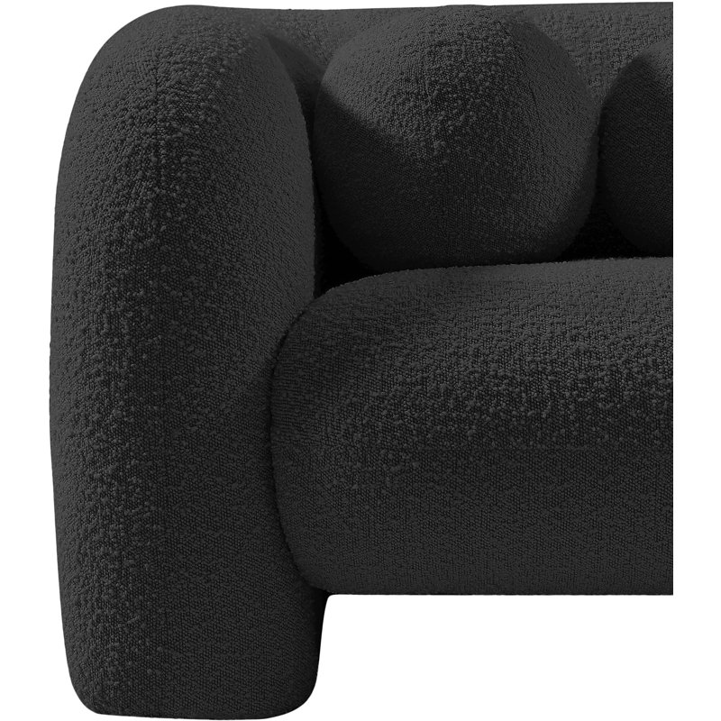 Fauteuil l 44 po Izadora, Tissu bouclé noir