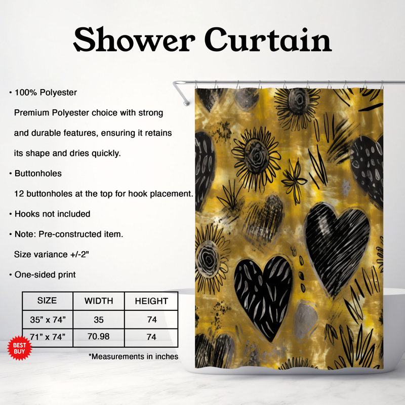 Rideau de douche Affluent Love - Premium, H 74 po x l 71 po
