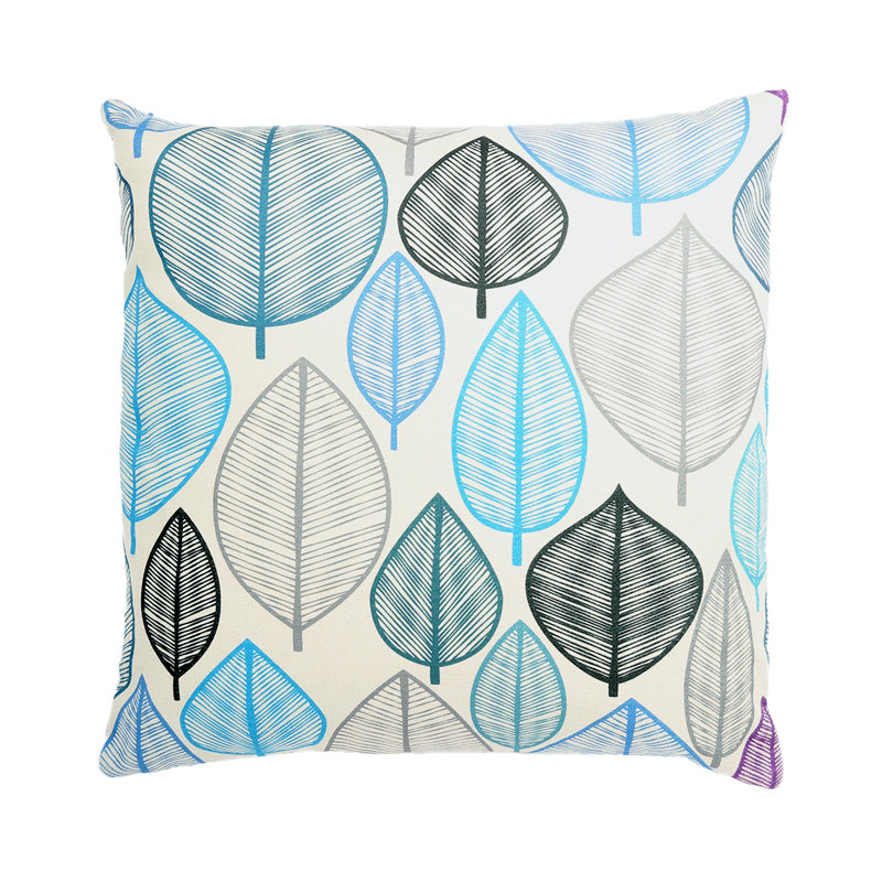 Leaf Floral Reversible Throw Pillow, Blue, No Fill