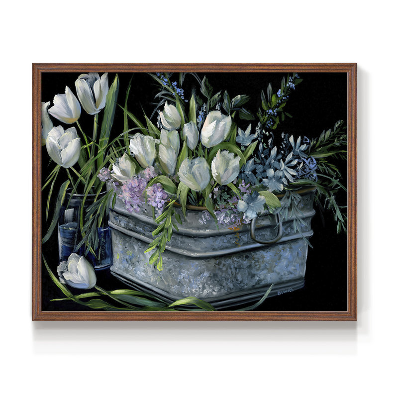 Wild Tulips - Reproduction encadrée - Restickable, H 11 po x l 14 po, Noyer
