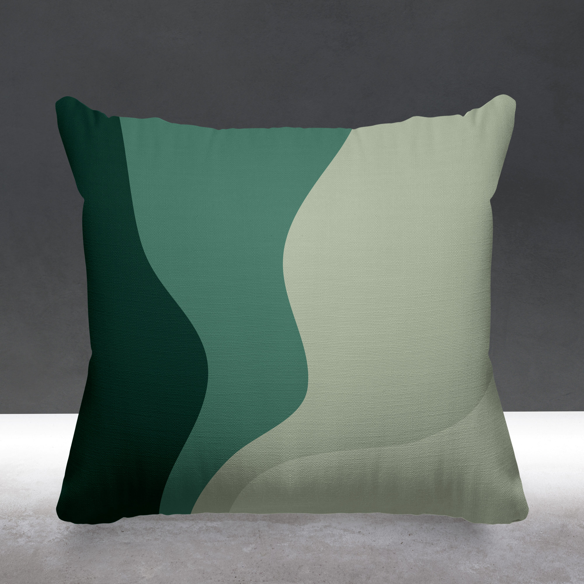 Bunko Ombre Indoor/Outdoor Throw Pillow, 15" x 15", Emerald, Square