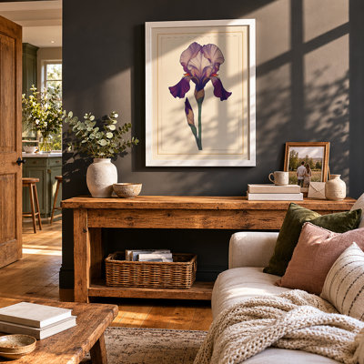 Purple Iris Study Botanical - Framed Print