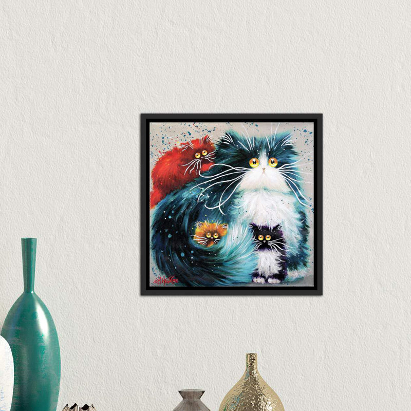 « purrenting » par kim haskins-impression sur image, H 18 po x l 18 po x P 1,5 po, Toile avec cadre noir