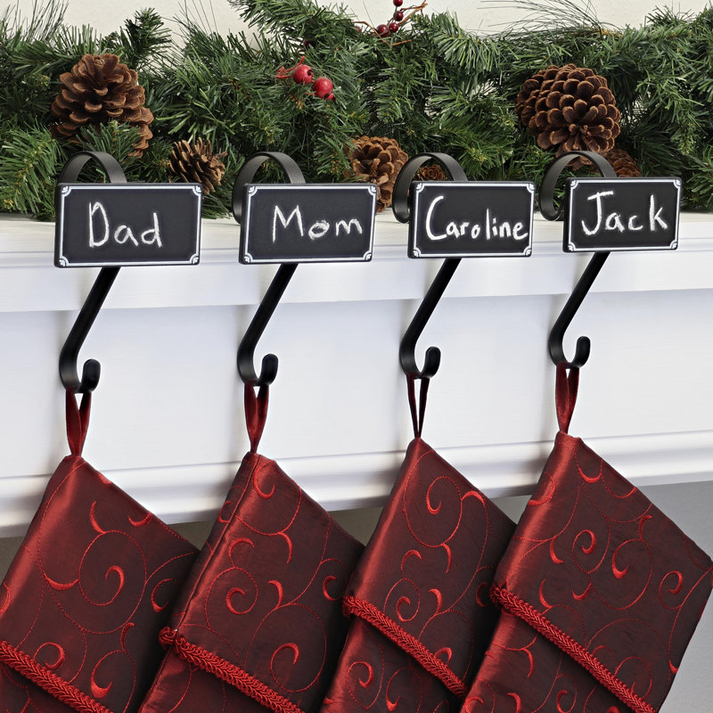Scrolls with Chalkboards Stocking Holder, Matte Black 